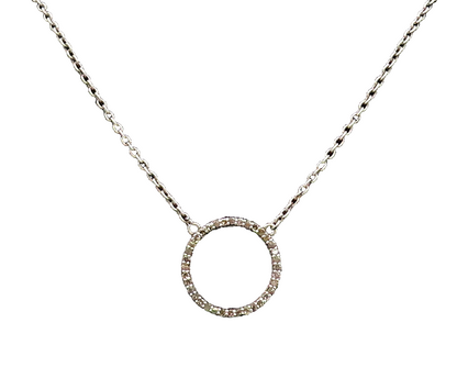 925 Sterling Silver  Vintage Minimalist Diamond Ring Pendant Necklace  NE4179
