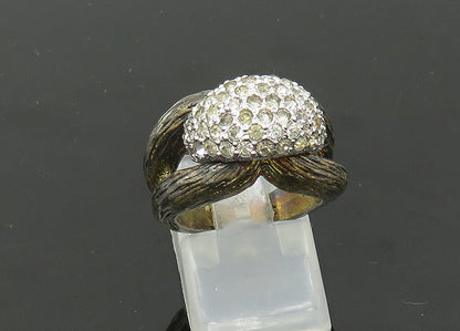 925 Sterling Silver  Vintage Topaz Textured Loop Band Ring Sz 6  RG21677