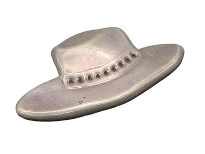 MEXICO 925 Sterling Silver  Vintage Smooth Dark Tone Hat Brooch Pin  BP6381