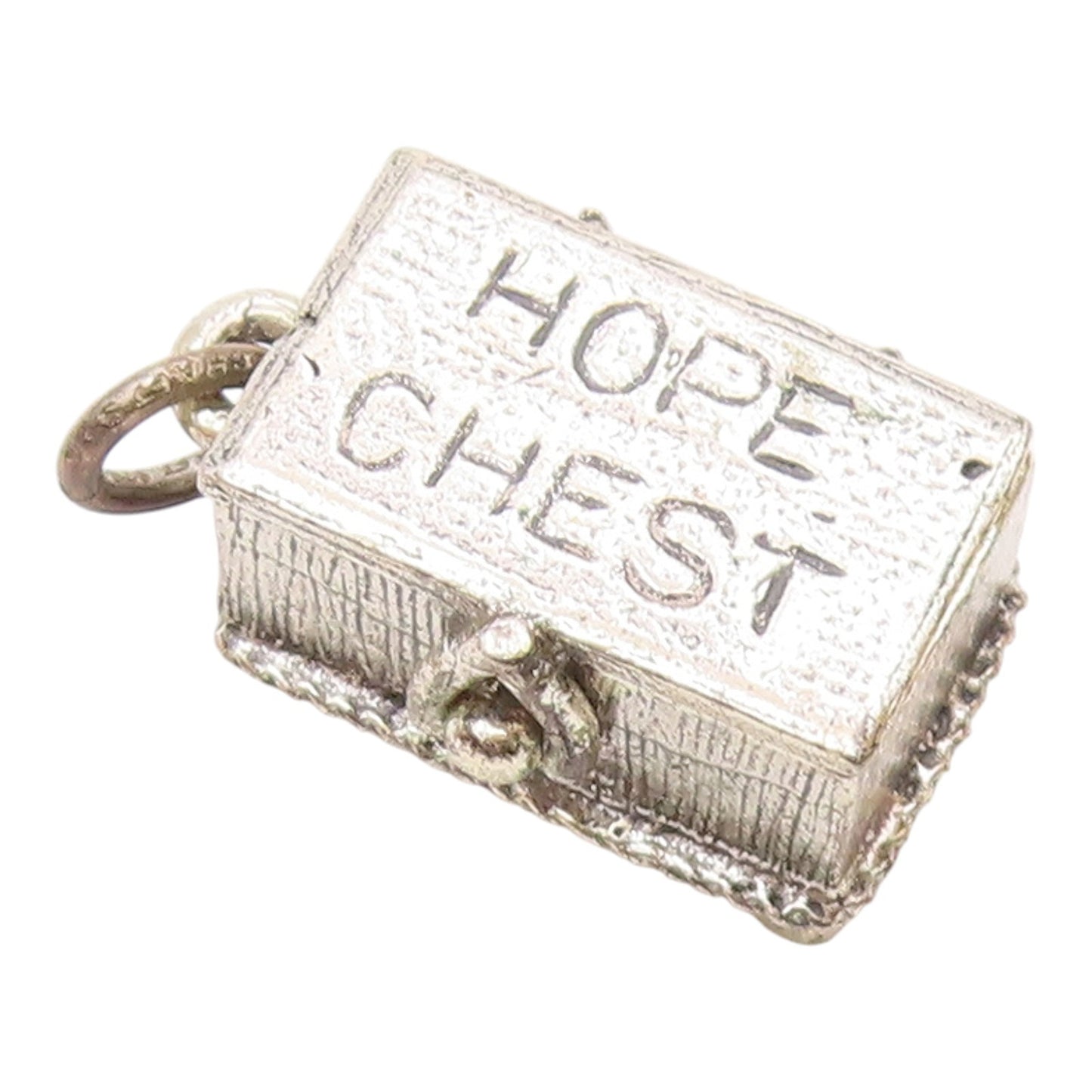 DANECRAFT 925 Silver  Vintage Engraved Hope Chest Box Pendant (OPENS)  PT21716
