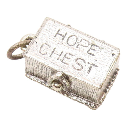 DANECRAFT 925 Silver  Vintage Engraved Hope Chest Box Pendant (OPENS)  PT21716