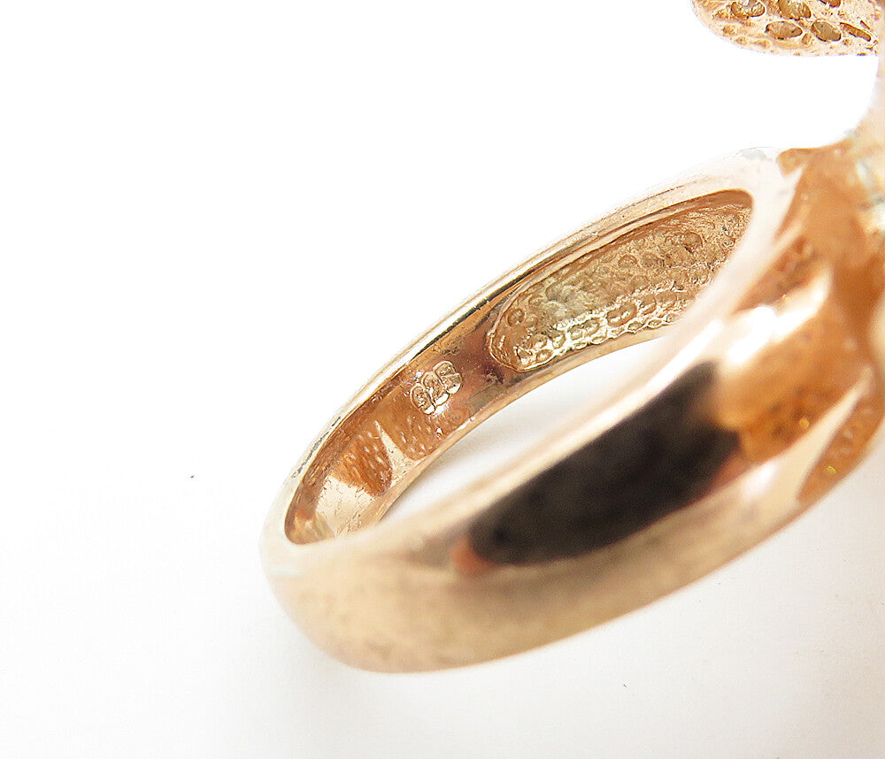 925 Sterling Silver  Topaz Rose Gold Plated Flower Statement Ring Sz 6  RG7298