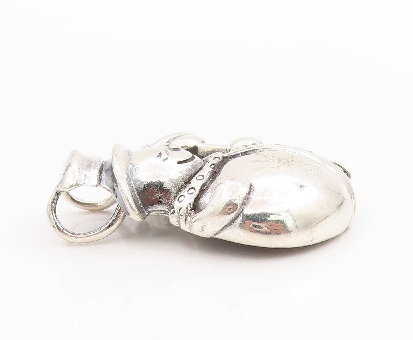 925 Sterling Silver Vintage Pendant Dark Tone Puffed Snowman   PT24439