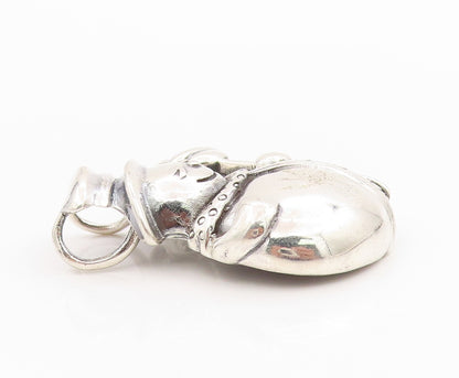 925 Sterling Silver Vintage Pendant Dark Tone Puffed Snowman   PT24439