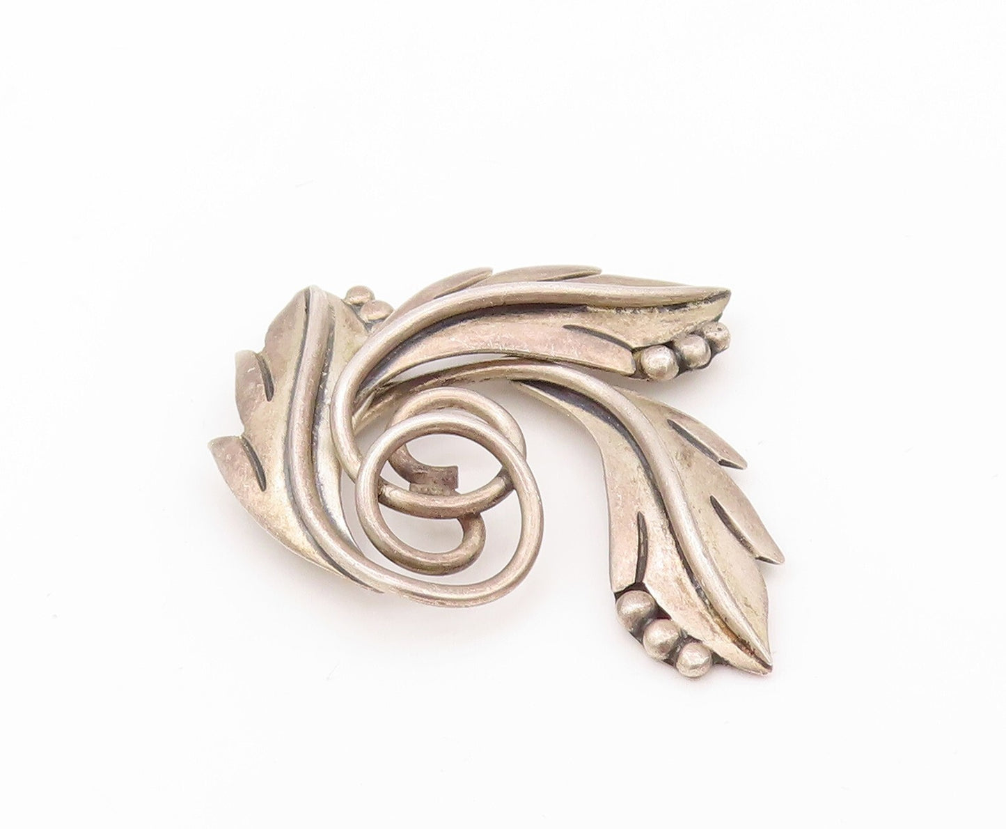 925 Sterling Silver Vintage Brooch Pin MARICELA Swirly Floral Carved  BP11162