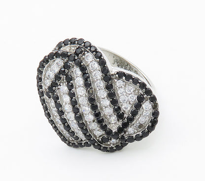 925 Sterling Silver  Topaz & Black Hematite Heart Cocktail Ring Sz 6.5 RG15489