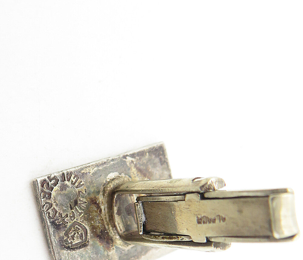 MEXICO 925 Sterling Silver  Vintage Linear Etched Design Cuff Links  TR1338