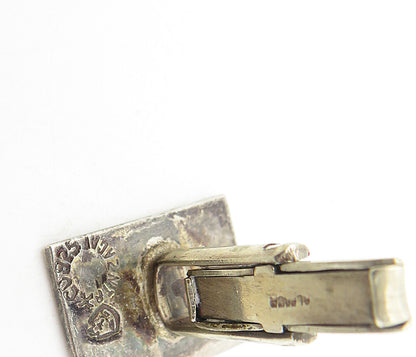 MEXICO 925 Sterling Silver  Vintage Linear Etched Design Cuff Links  TR1338