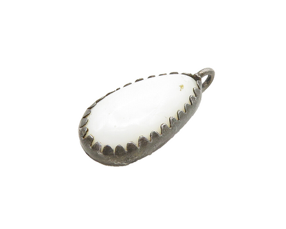 925 Sterling Silver  Vintage Cabochon Cut Mother Of Pearl Pendant  PT14094