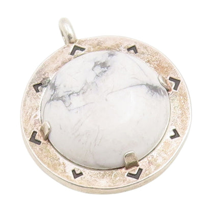 925 Sterling Silver Vintage Pendant ALEX & ANI Cabochon Howlite Charm  PT25850