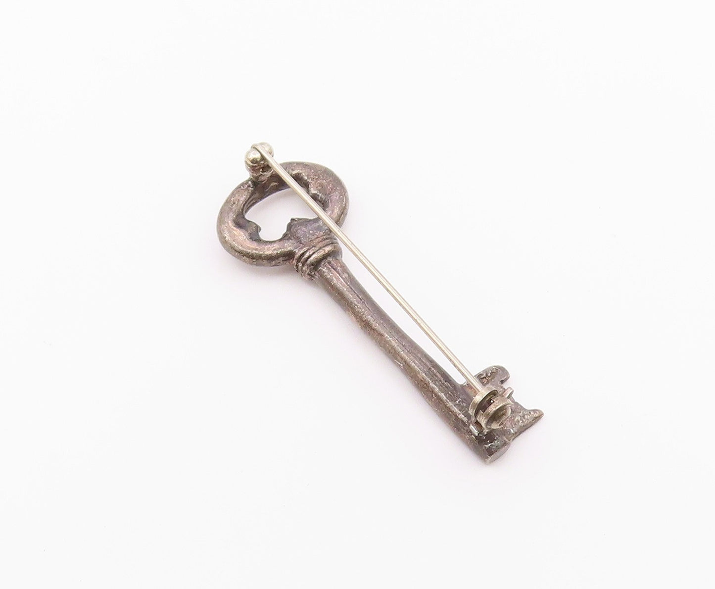 925 Sterling Silver  Vintage Minimalist Missing Key Brooch Pin  BP9834