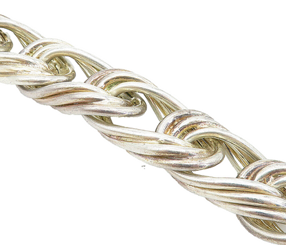 925 Sterling Silver  Vintage Chunky Fluted Swirl Link Chain Bracelet  BT2858