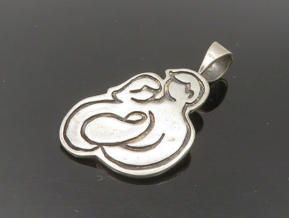 925 Sterling Silver  Vintage Etched Parents Holding Baby Love Pendant  PT19931
