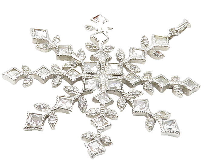 925 Sterling Silver  Sparkling Cubic Zirconia Snowflake Motif Pendant  PT12331