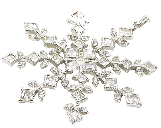 925 Sterling Silver  Sparkling Cubic Zirconia Snowflake Motif Pendant  PT12331