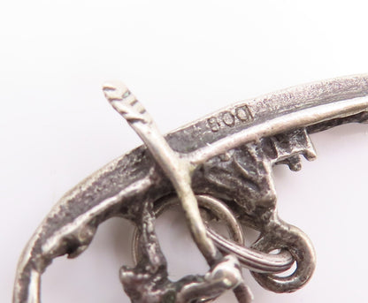 925 Sterling Silver Vintage Pendant Cutout Two People On Boat  PT23313