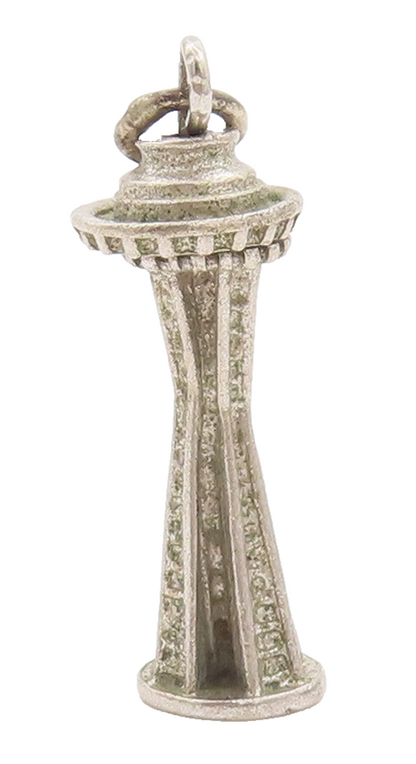925 Sterling Silver Vintage Pendant 3D Carved Mini England Tower Charm  PT22693