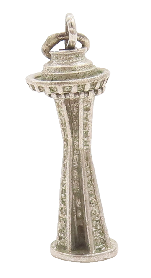 925 Sterling Silver Vintage Pendant 3D Carved Mini England Tower Charm  PT22693