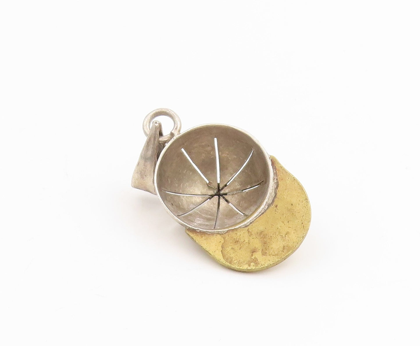 925 Sterling Silver Vintage Pendant Etched Two Tone Baseball Cap Charm  PT25240