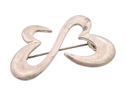 925 Sterling Silver Vintage Brooch Modernist Infinite Love Hearts Pin  BP12103
