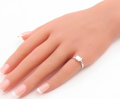 925 Sterling Silver Vintage Ring Minimalist Double Love Heart  Sz 5.5  RG35581