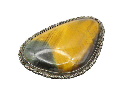 925 Sterling Silver  Vintage Cabochon Tiger's Eye Twist Brooch Pin  BP8410