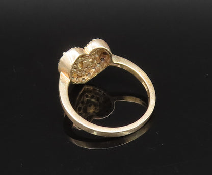 925 Silver  Vintage Gold Plated Dainty Cubic Zirconia Heart Ring Sz 8  RG25808