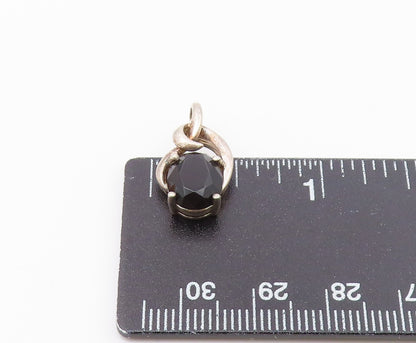 925 Silver  Vintage Hooked Twisted Bail Oval Black Spinel Pendant  PT21379