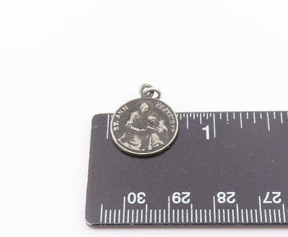 925 Sterling Silver  Vintage Antique Oxidized St. Ann Prayer Pendant  PT19170