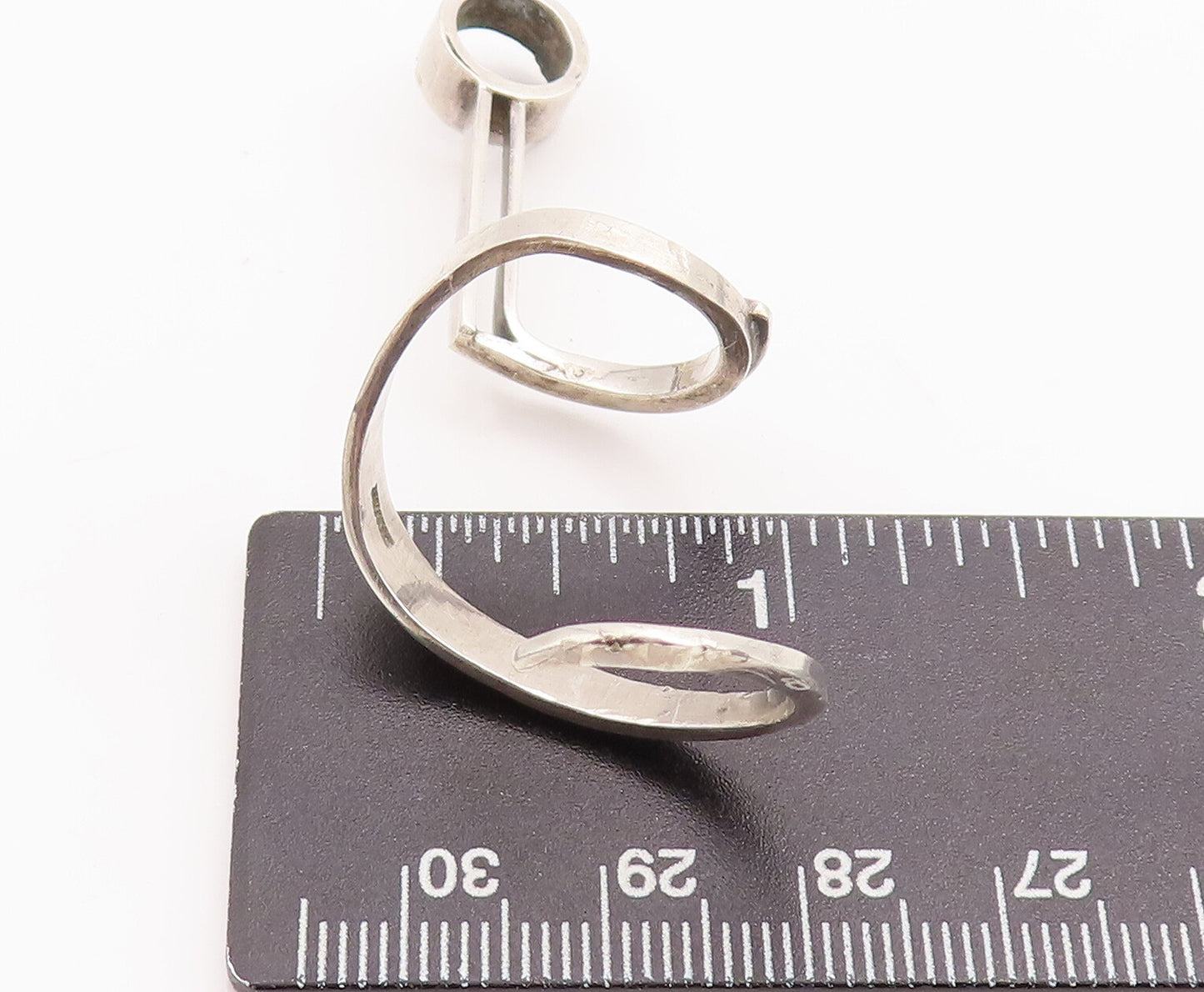 925 Sterling Silver Vintage Pendant Designer Solid Cutout Spiral Coil  PT23236