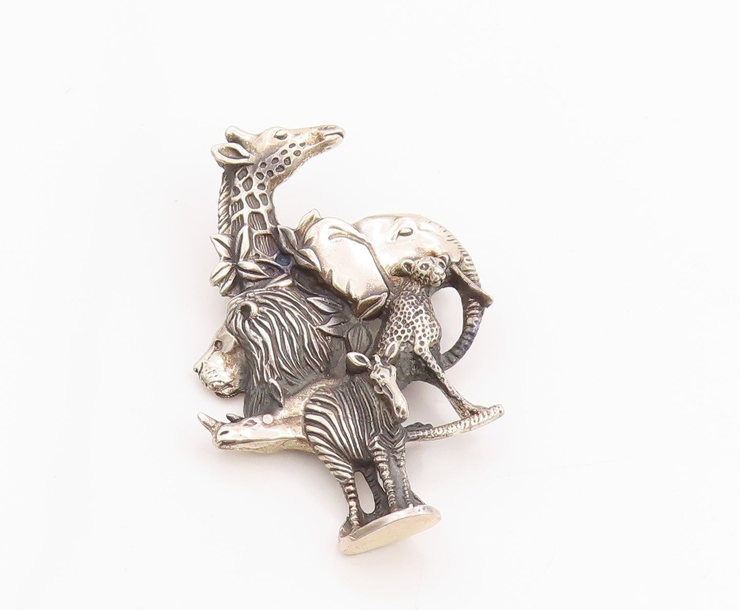 925 Sterling Silver Vintage Brooch Dark Tone Animal Kingdom  BP11746