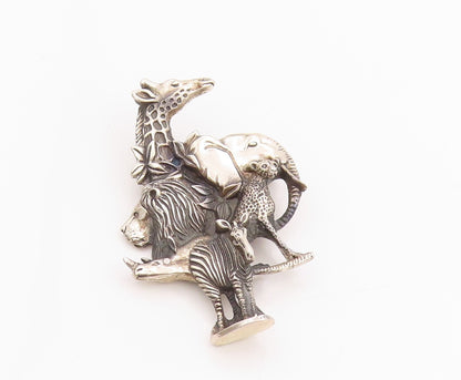 925 Sterling Silver Vintage Brooch Dark Tone Animal Kingdom  BP11746