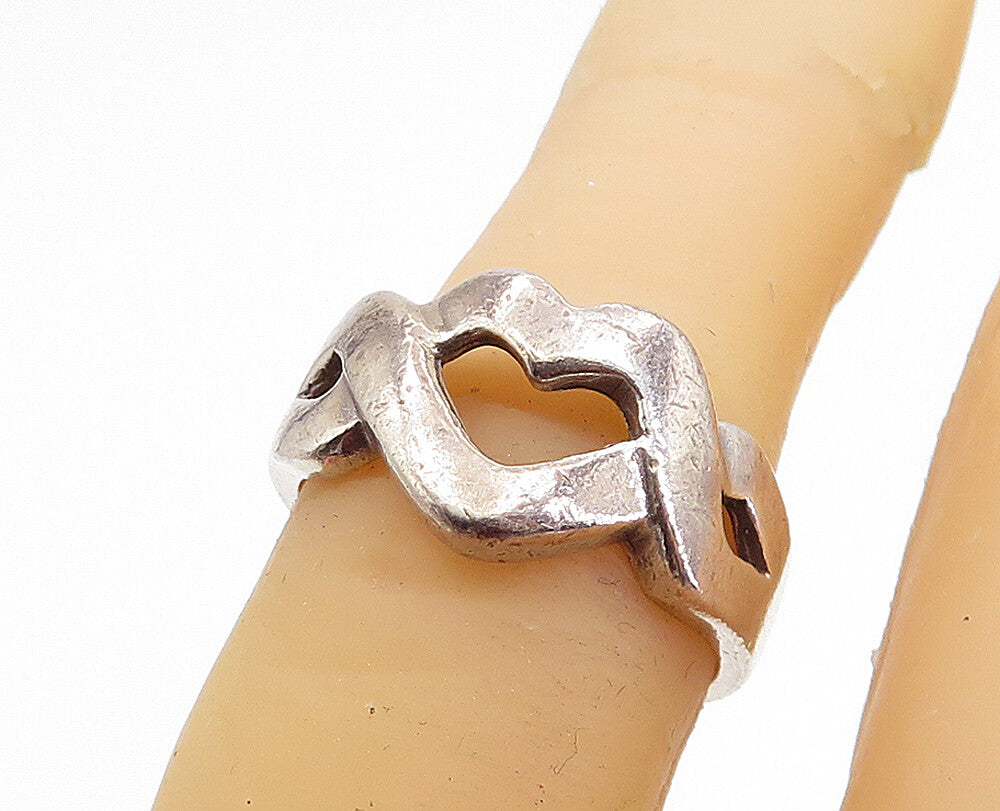 925 Sterling Silver  Vintage Open Infinity Love Heart Band Ring Sz 5.5  RG3821