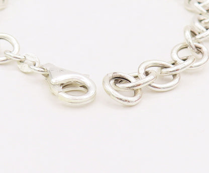 925 Sterling Silver Vintage Bracelet Ring Chain Cutout Heart & Message  BT10643