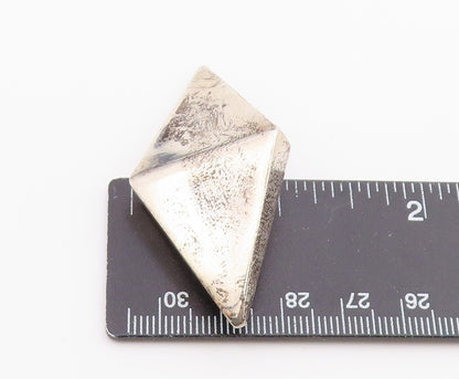 MEXICO 925 Silver  Vintage Double Triangle Pyramid Motif Brooch Pin  BP9678