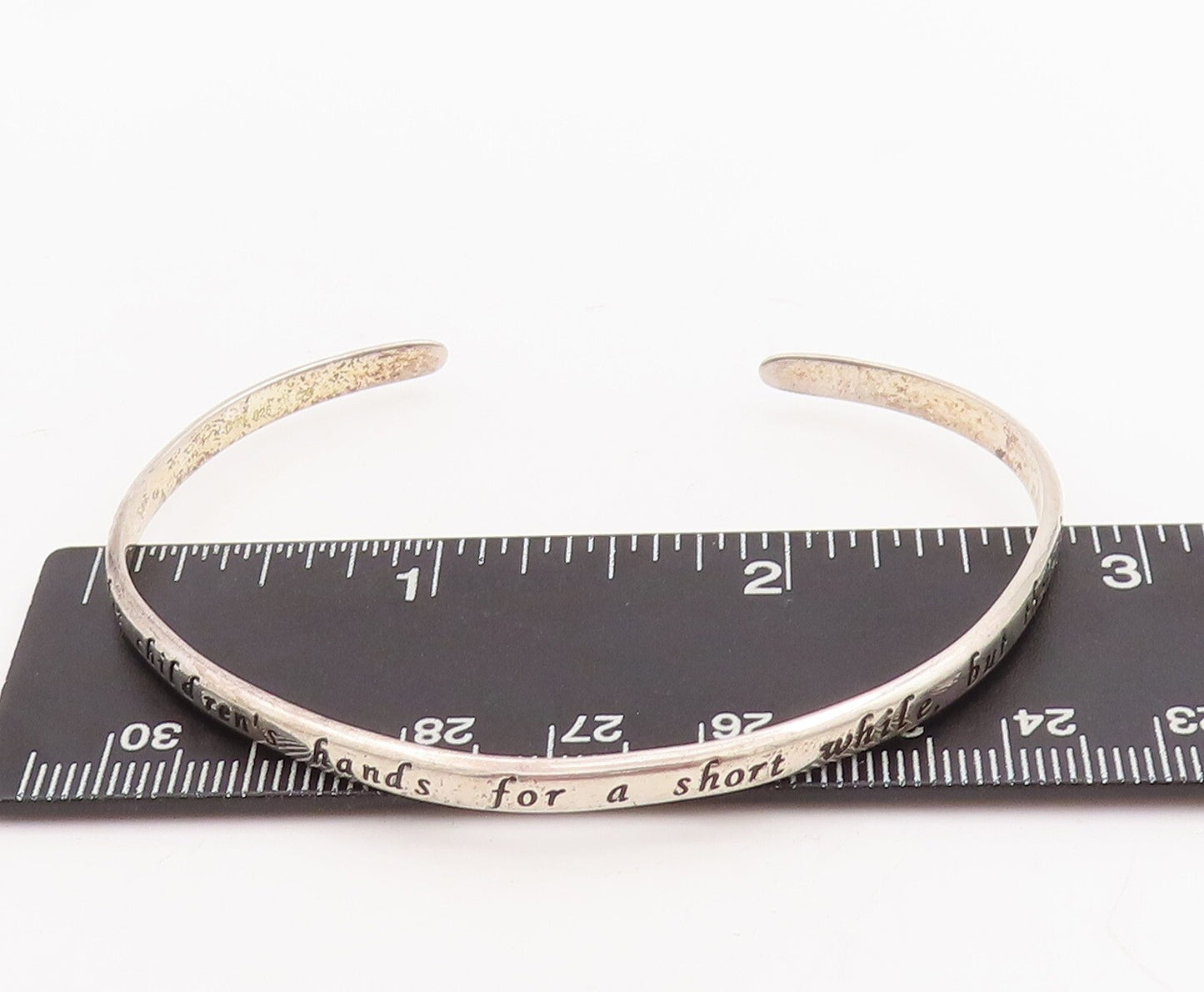 925 Sterling Silver Vintage Bracelet Solid Etched Mother's Love Cuff  BT10675