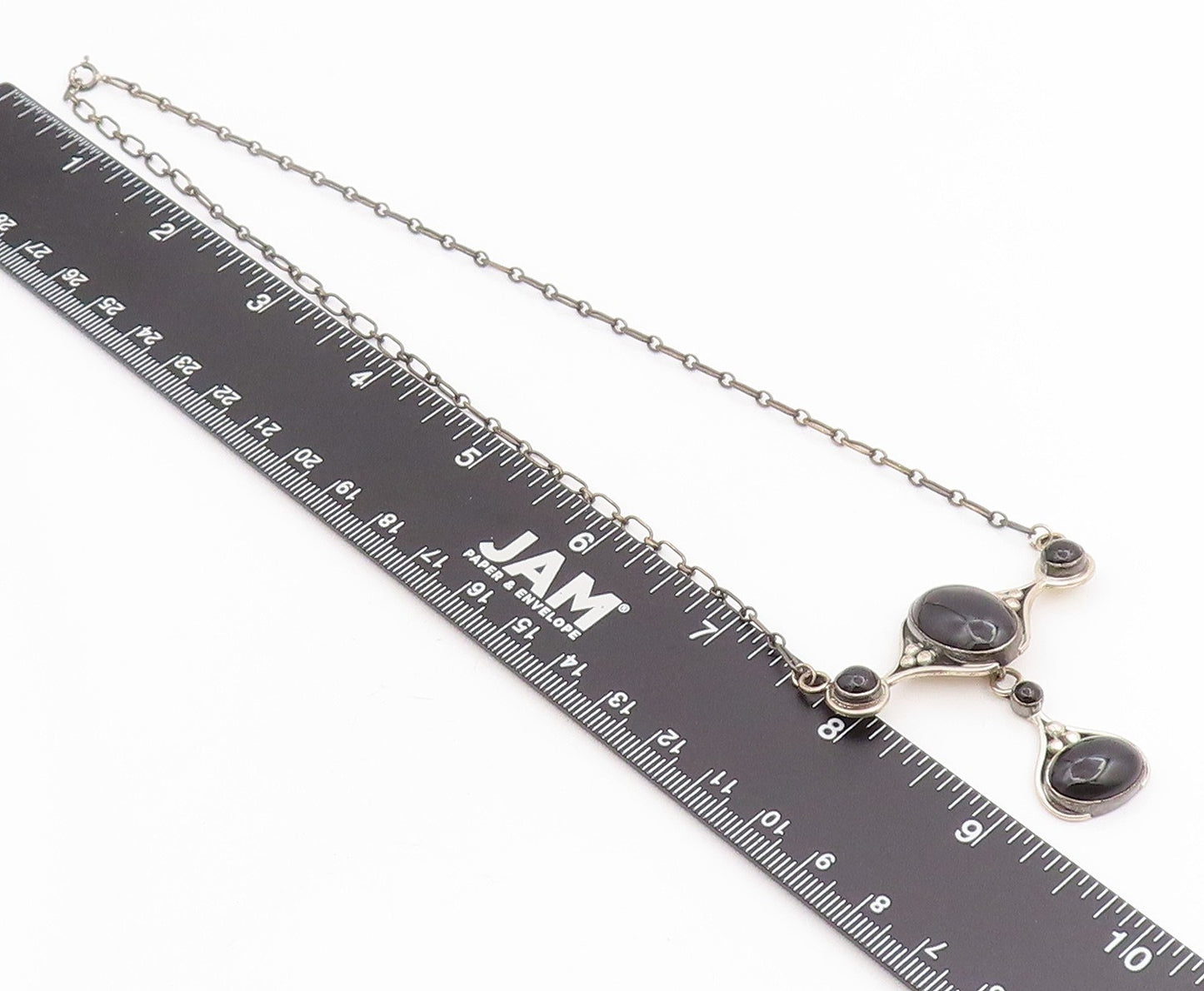 925 Sterling Silver Vintage Necklace DTR JAY KING Cabochon Onyx Chain  NE4751