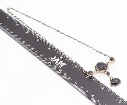 925 Sterling Silver Vintage Necklace DTR JAY KING Cabochon Onyx Chain  NE4751