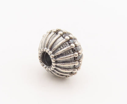 925 Sterling Silver Vintage Pendant PANDORA Solid Carved Beaded Bead  PT22758