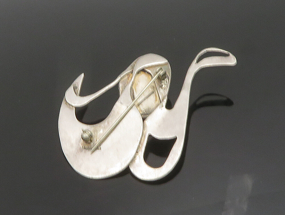 925 Sterling Silver  Vintage Black Onyx Modernist Abstract Brooch Pin  BP9500