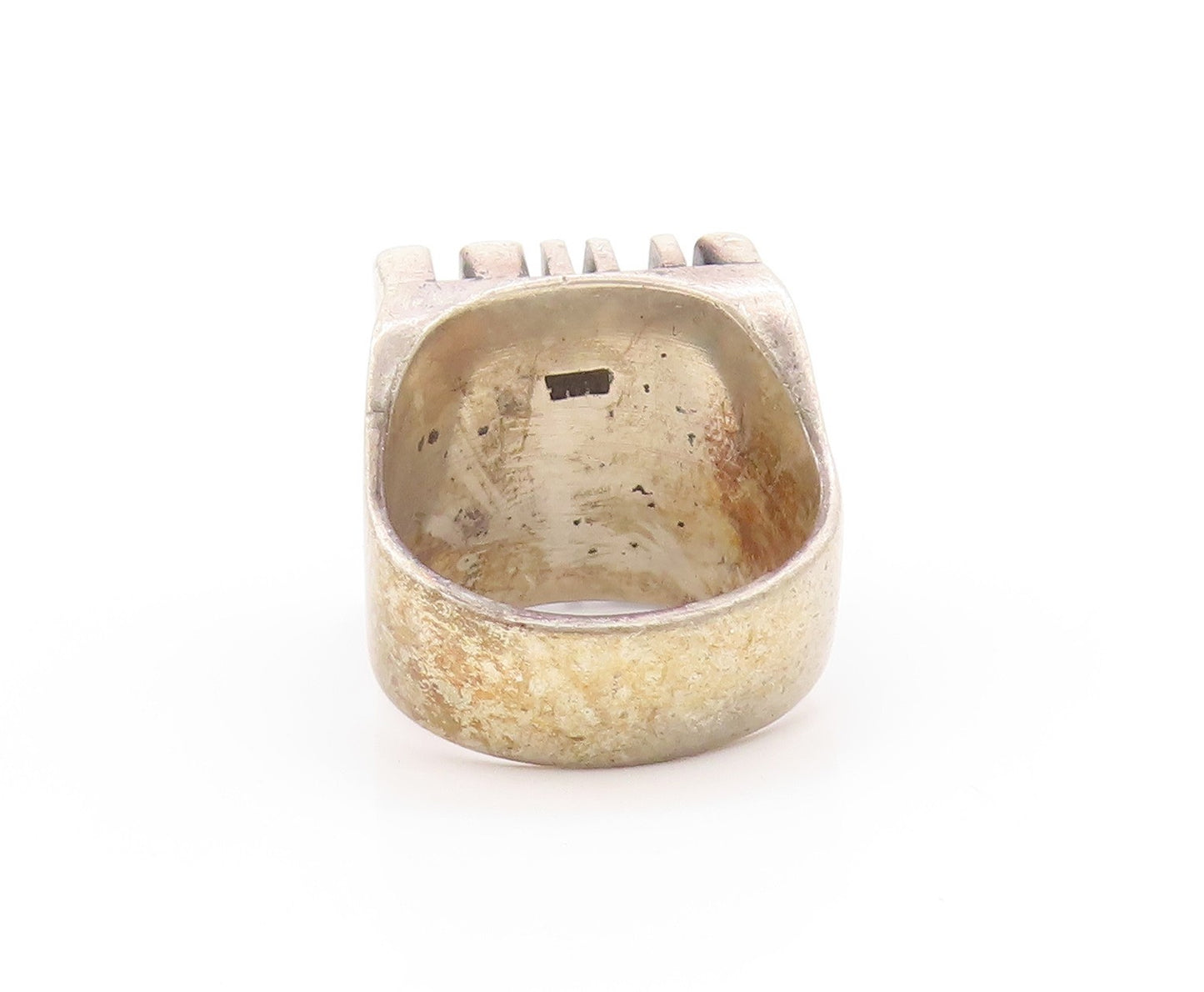 925 Sterling Silver Vintage Ring Chunky 3D ELYSE Carved  Sz 7  RG32957