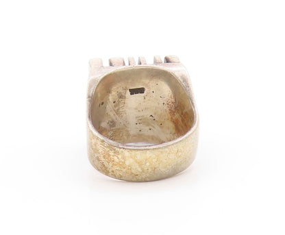 925 Sterling Silver Vintage Ring Chunky 3D ELYSE Carved  Sz 7  RG32957