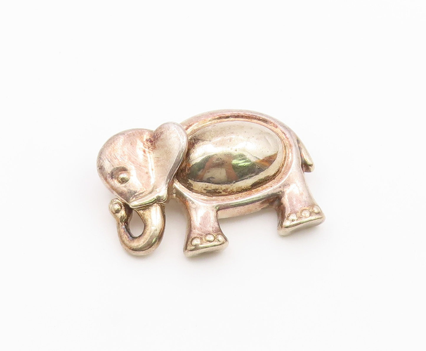 ISRAEL 925 Sterling Silver  Vintage Shiny Elephant Motif Brooch Pin  BP3608