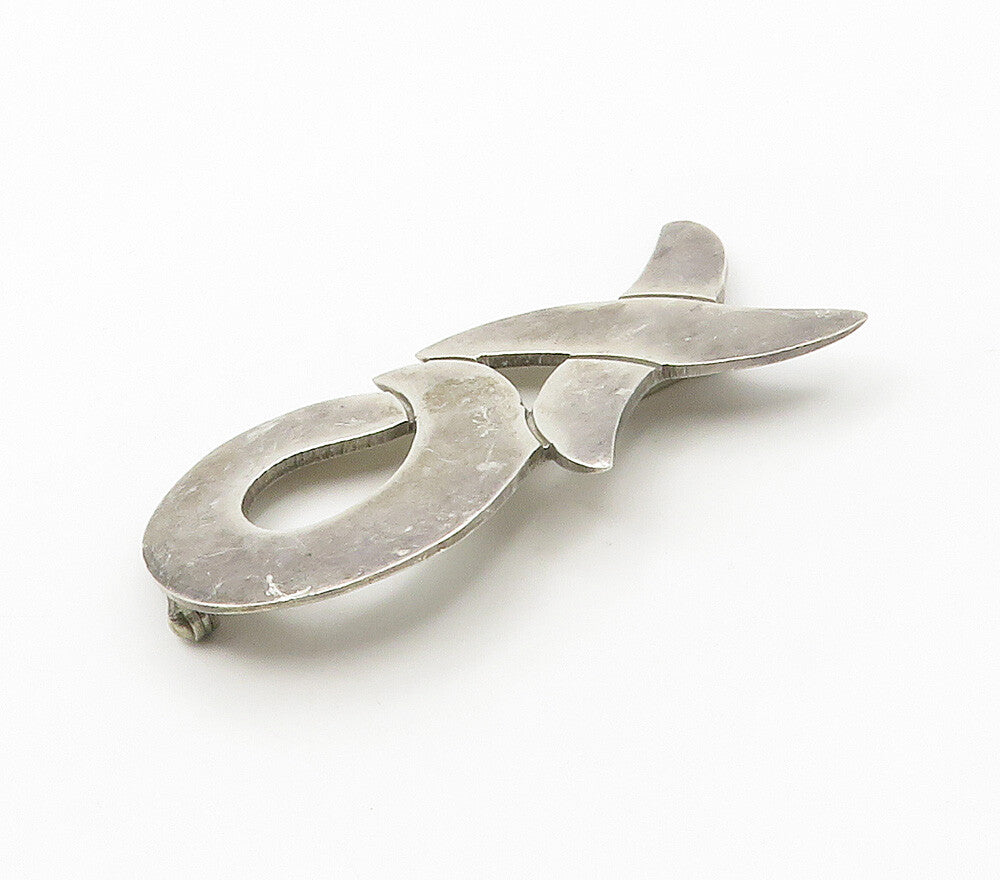 MEXICO 925 Sterling Silver  Vintage XO Hugs & Kisses Smooth Brooch Pin  BP6136