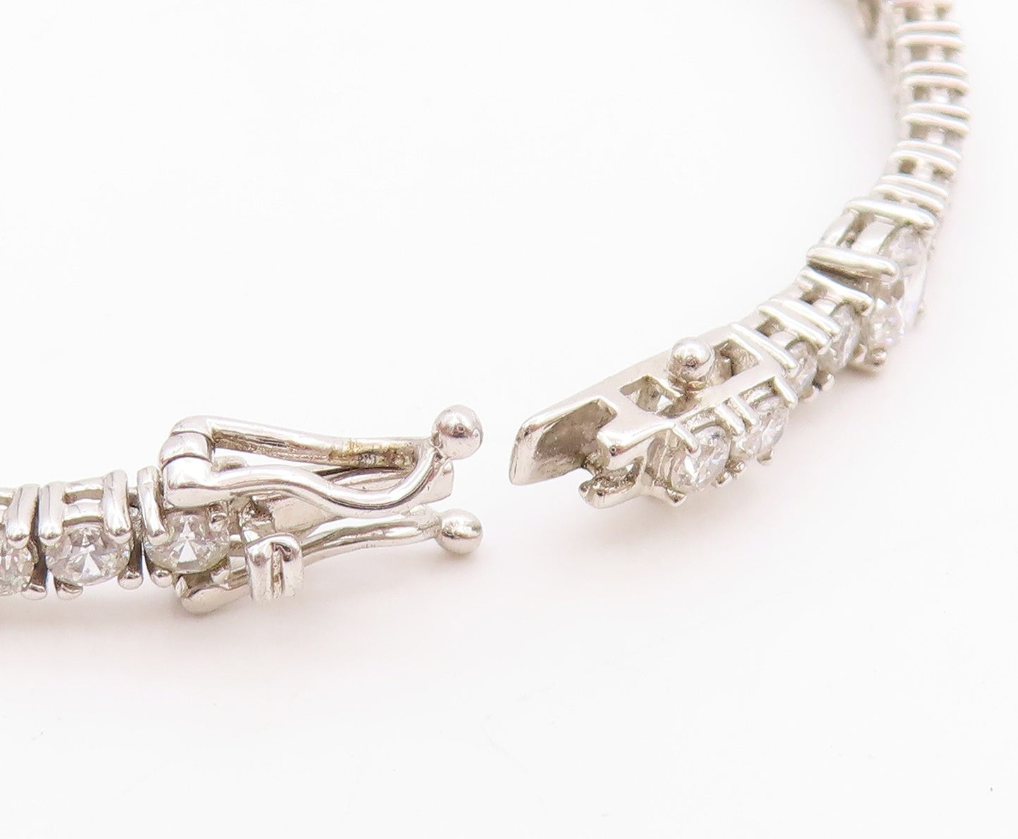925 Sterling Silver Vintage Bracelet Two Shape Sparkling CZ Tennis Chain BT11389
