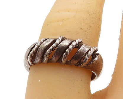 925 Sterling Silver  Vintage Dark Tone Rope Twist Dome Band Ring Sz 7.5 RG6447