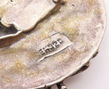 925 Sterling Silver  Vintage Noah's Arc Biblical Motif Drop Pendant  PT15672