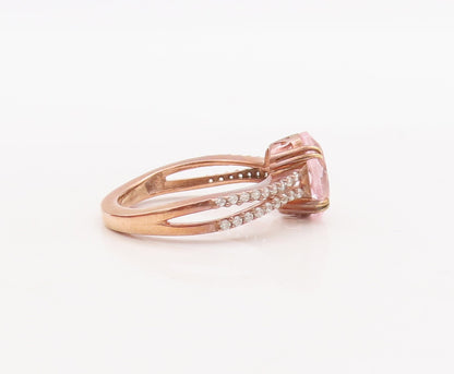 925 Sterling Silver Vintage Ring Rose Gold Plated Pink  White Topaz Sz 7 RG29828