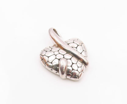 925 Sterling Silver  Shiny Hollow Cobble Pattern Love Heart Pendant  PT14138