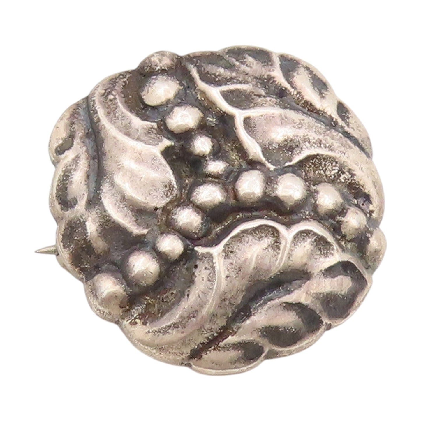 925 Sterling Silver Vintage Brooch Art Nouveau Style Leaf & Berry Pin  BP12050